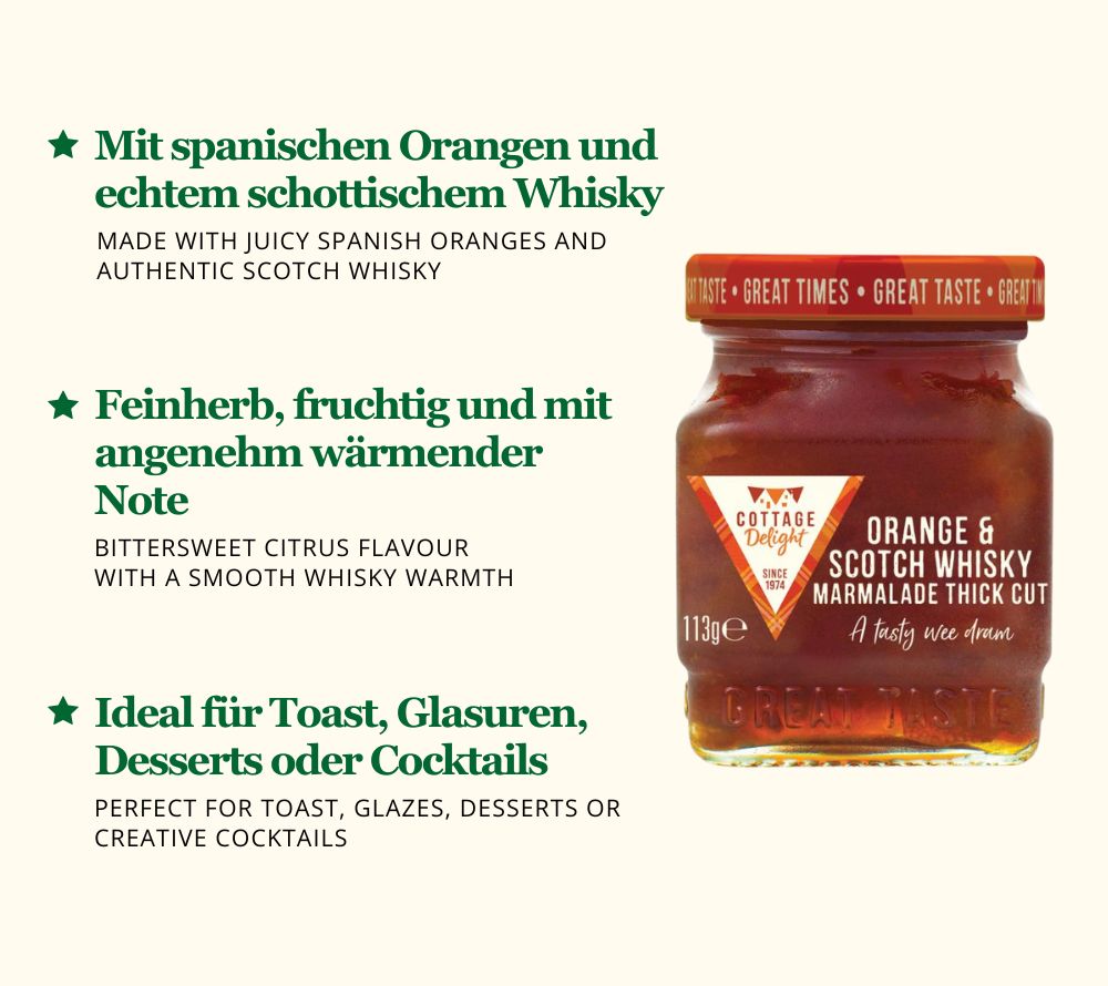 Orange & Scotch Whiskey Cut Jam from Cottage Delight (113g Jar)