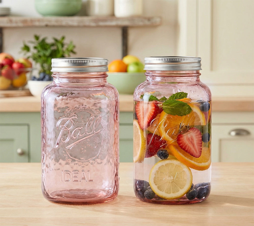 Pink-Quart Regular Mouth Jar by Ball Mason Jars