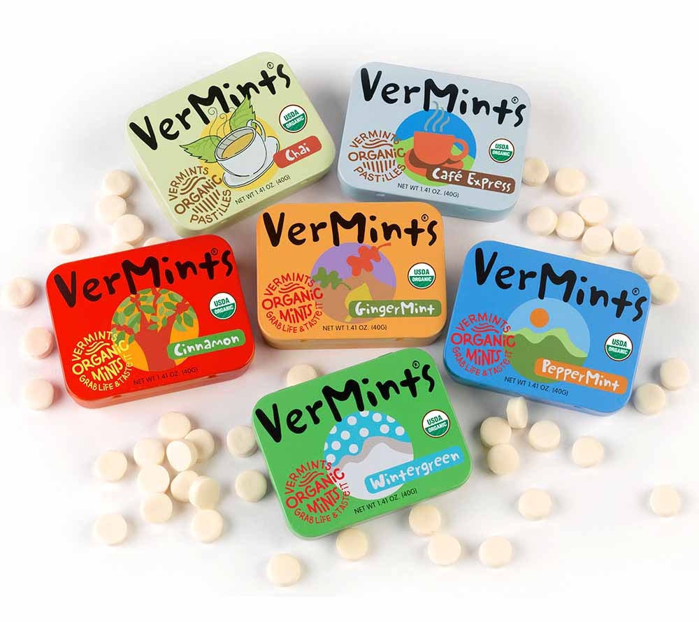All varieties of Vermints in the shop: Peppermint Organic Mints