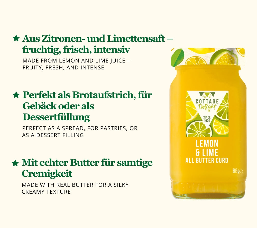 Lemon & Lime All Butter Curd von Cottage Delight kaufen – Zitrus-Fruchtaufstrich online