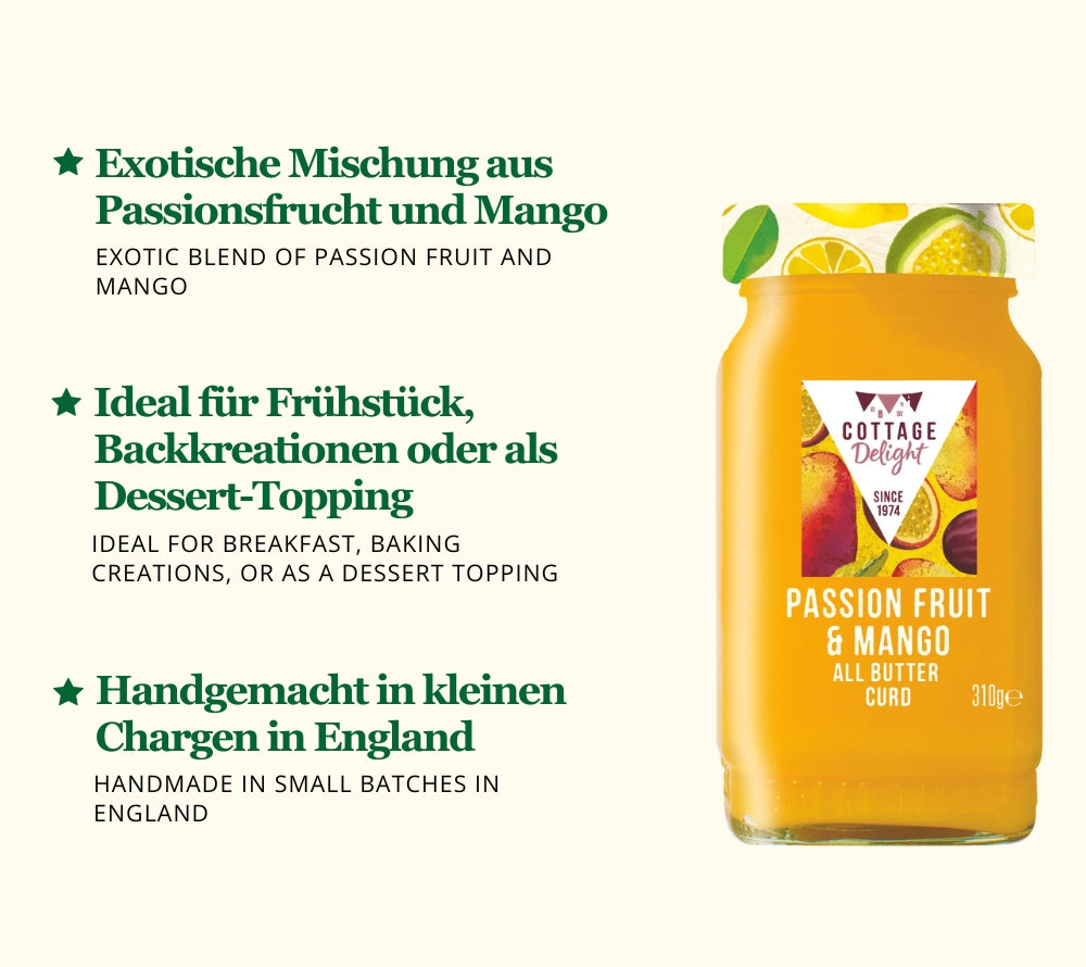 
                  
                    Fruchtaufstrich mit Passionsfrucht, Mango & Butter für Frühstück und Desserts
                  
                