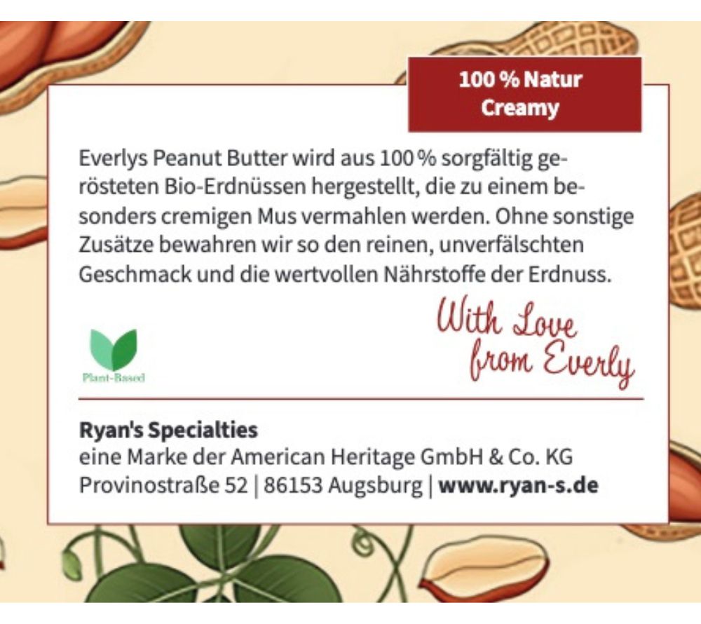 
                  
                    Everly Grace Creamy Peanut Butter online kaufen – 100 % Bio, cremig & vielseitig verwendbar
                  
                