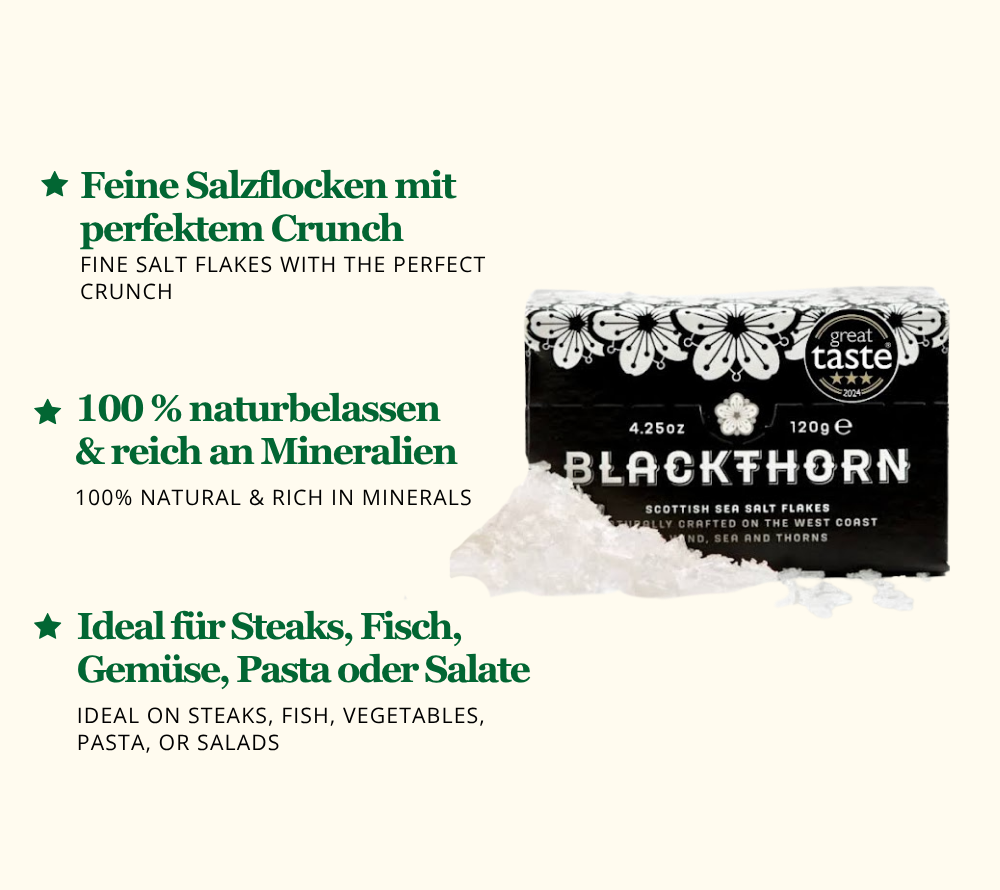 Blackthorn Sea Salt kaufen – handgeschöpftes Meersalz aus Schottland, intensiv im Geschmack