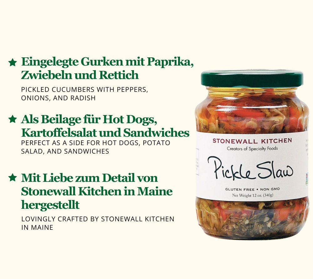 
                  
                    Würziger Pickle Slaw mit Gurken, Paprika & Dill, ideal zu BBQ & Burgern
                  
                