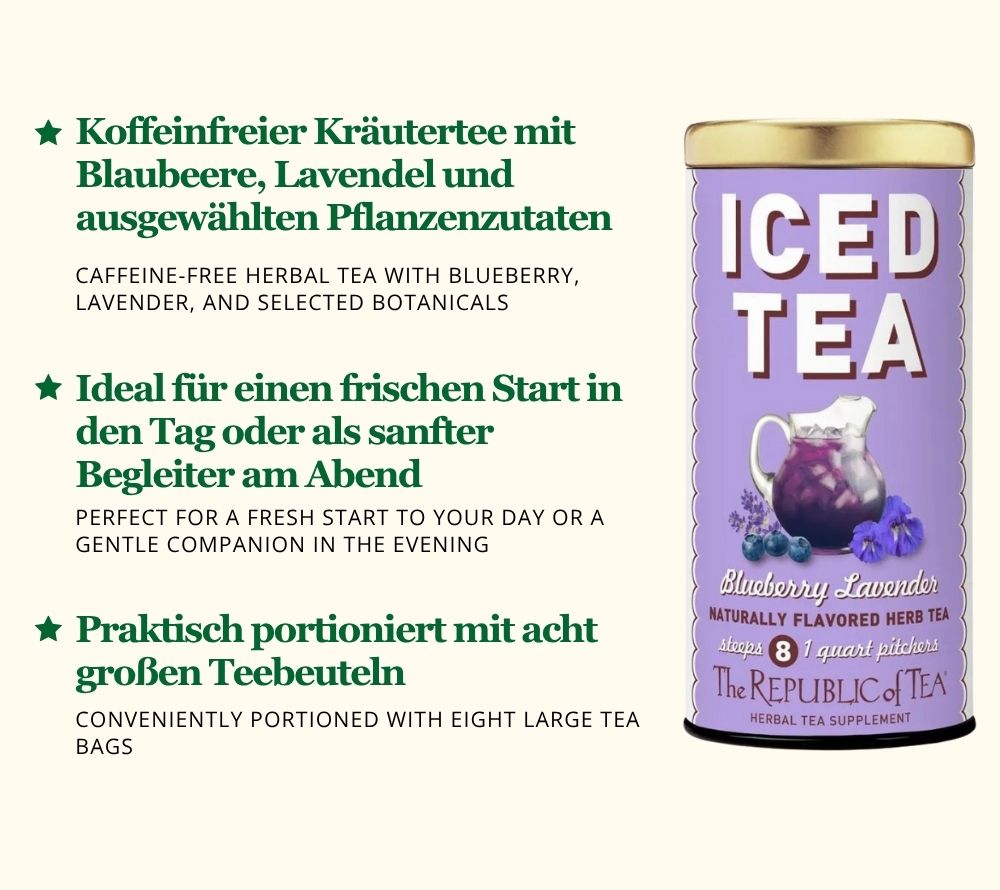 Blueberry Lavender Beauty Tea von Republic of Tea kaufen – koffeinfreier Heidelbeer-Lavendel-Tee