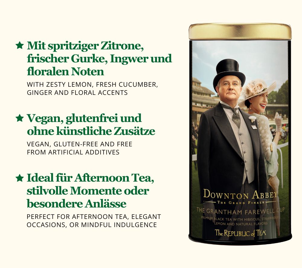 
                  
                    The Grantham Farewell Cup – Downton Abbey inspirierter Tee von The Republic of Tea zum Film „The Grand Finale
                  
                