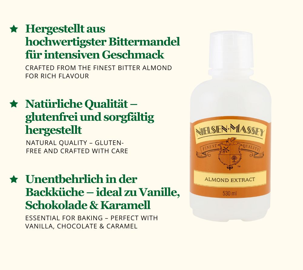 Mandel-Extrakt von Nielsen-Massey kaufen – reines Bittermandel-Aroma für Backwaren online