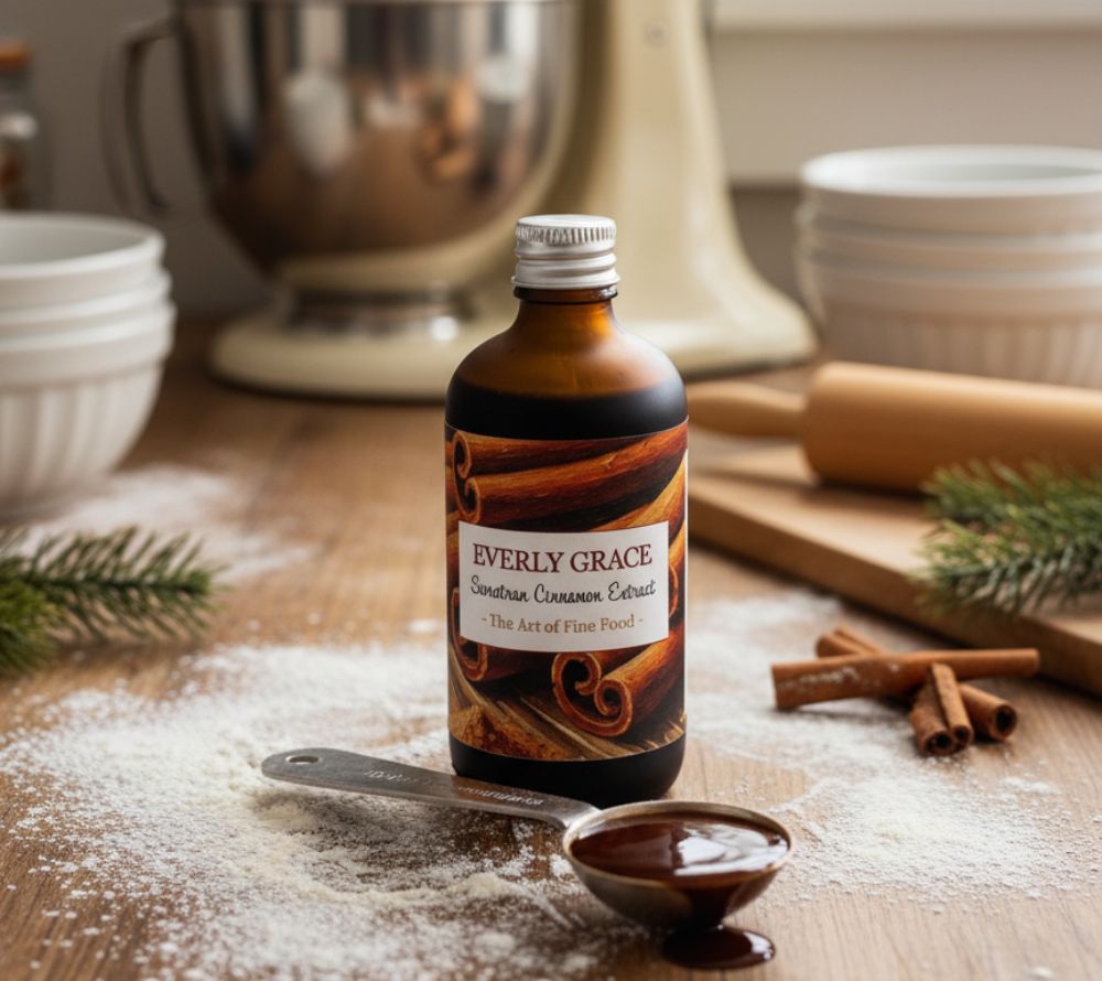 Everly Grace Organic Cinnamon Extract – Bio-Zimtextrakt aus Sumatra, reich an ätherischen Ölen. Perfekt zum Backen, Kochen und für aromatische Getränke.