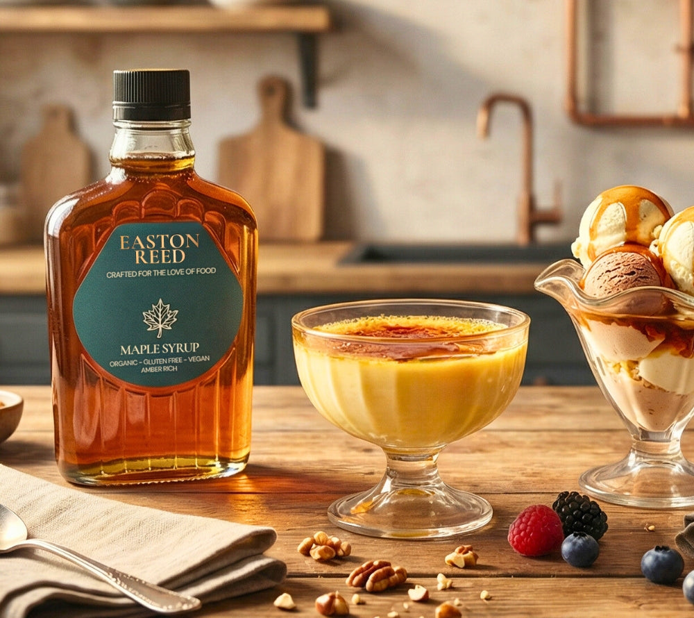 Easton Reed Bio-Ahornsirup - Reiner kanadischer Ahornsirup Grade A Amber Rich: aromatisch, bernsteinfarben & vielseitig für Frühstück, Backen & Küche einsetzbar.