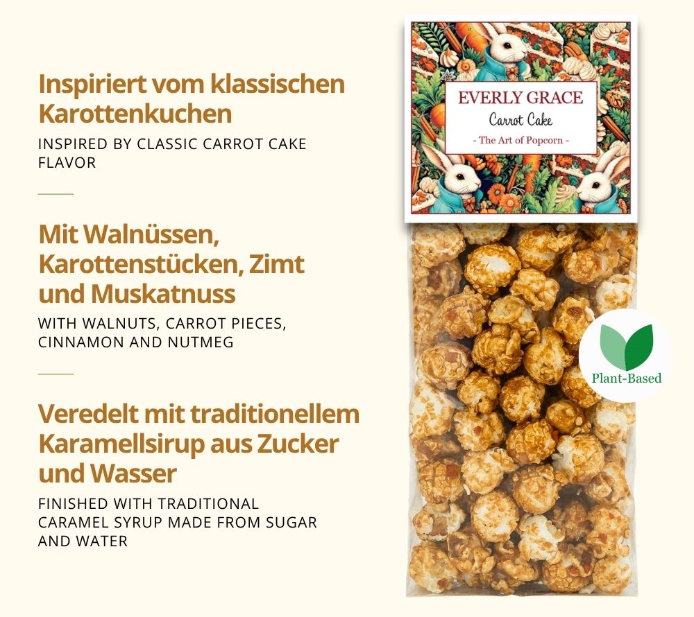 Carrot Cake Popcorn in der 100g Tüte von Everly Grace