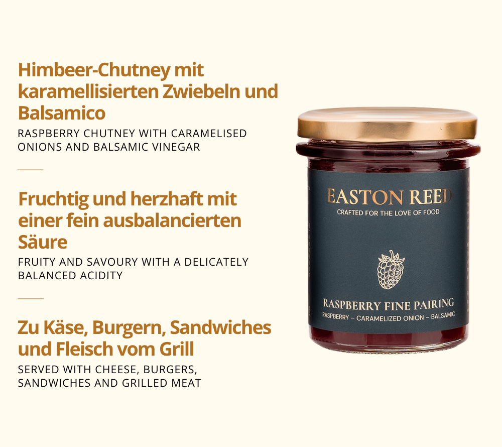 Himbeer-Chutney mit karamellisierten Zwiebeln und Balsamico - zu Käse, Burger und mehr