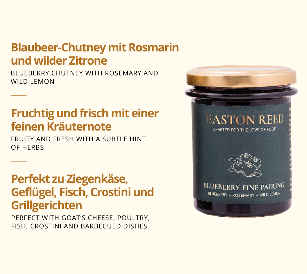 Blaubeer-Chutney mit Rosmarin und wilder Zitrone - zu Ziegenkäse, Geflügel und mehr