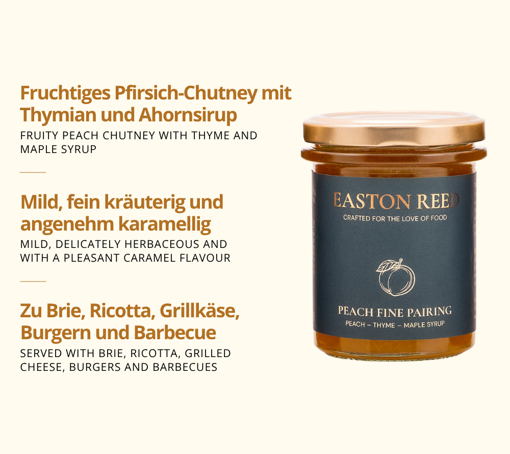 Fruchtiges Pfirsich-Chutney mit Thymian und Ahornsirup - zu Brie, Ricotta und mehr