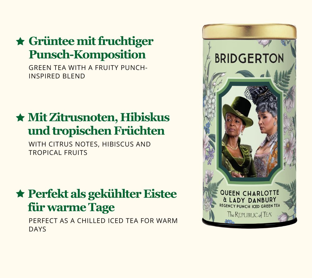 Fruchtiger Eistee mit Grüntee, Zitrus & Hibiskus. Erfrischend, leicht & elegant – Bridgerton Regency Punch für stilvolle Genussmomente. Jetzt probieren!