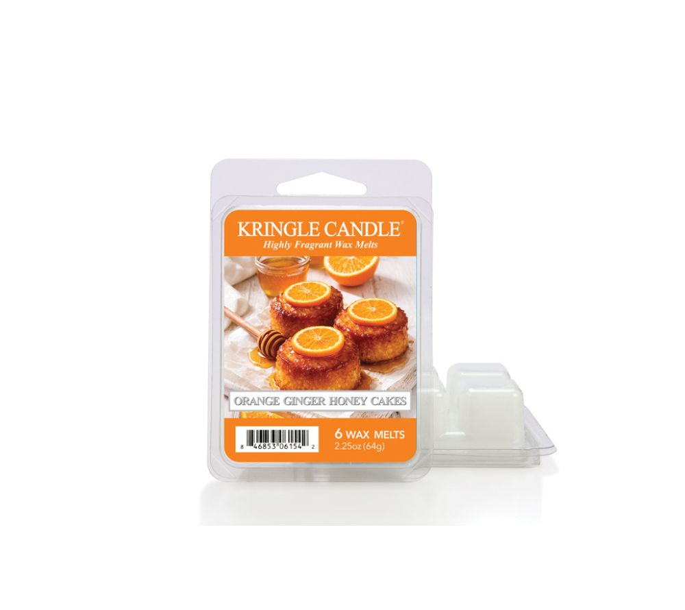 Orange Honey Ginger Cakes Duftwachs von Kringle Candle auf weißem Hintergrund