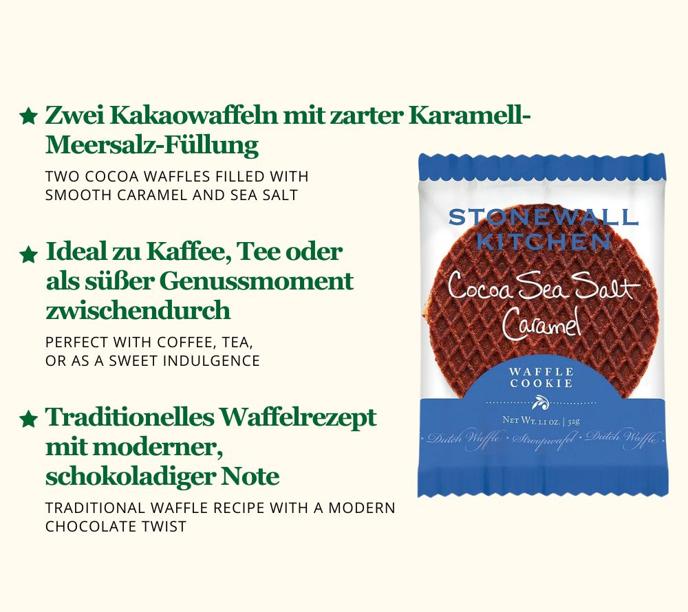 Waffelkeks mit Karamell, Kakao & Meersalz – ideal für Kaffee- oder Teepausen