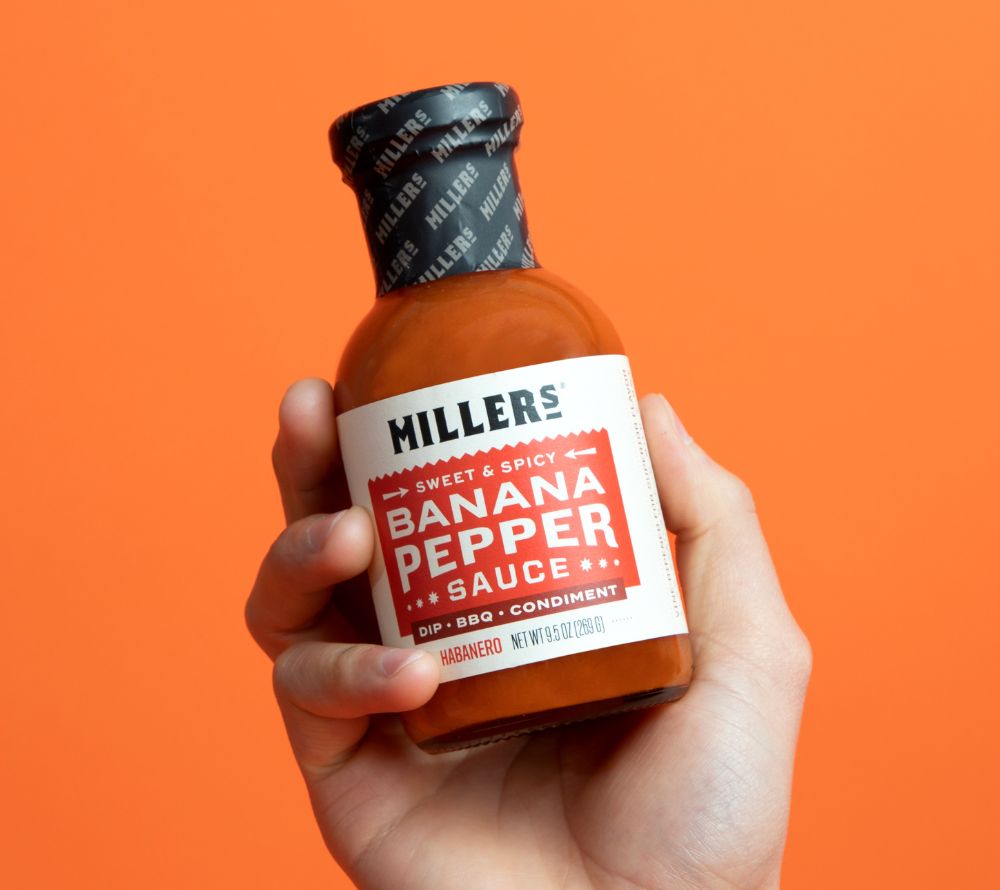 
                  
                    Banana Pepper Habanero Sauce von Miller's Gourmet Foods kaufen – Extra scharf & fruchtig mit Bananenpfeffer & Habanero

                  
                