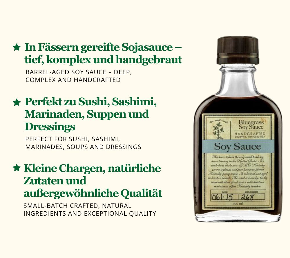 
                  
                    Bluegrass Soy Sauce von Bourbon Barrel Foods kaufen – fassgereifte Sojasauce mit Umami & Rauch
                  
                