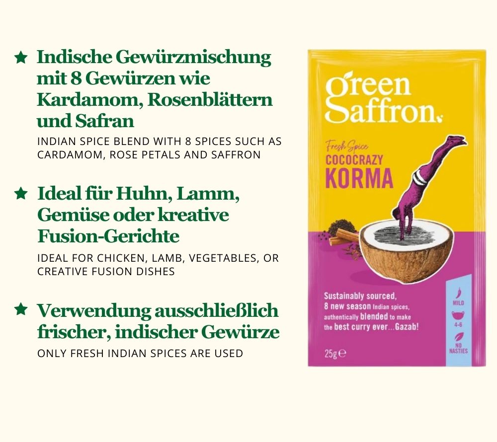 Korma Gewürzmischung online bestellen – Aromatische Mischung aus 8 Gewürzen, nachhaltig