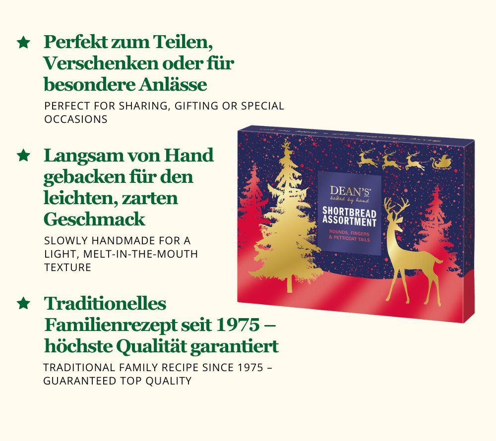 
                  
                    Shortbread Assortment von Dean's ☆ Traditionell englische Shortbread-Variationen ☆ Jetzt bestellen
                  
                