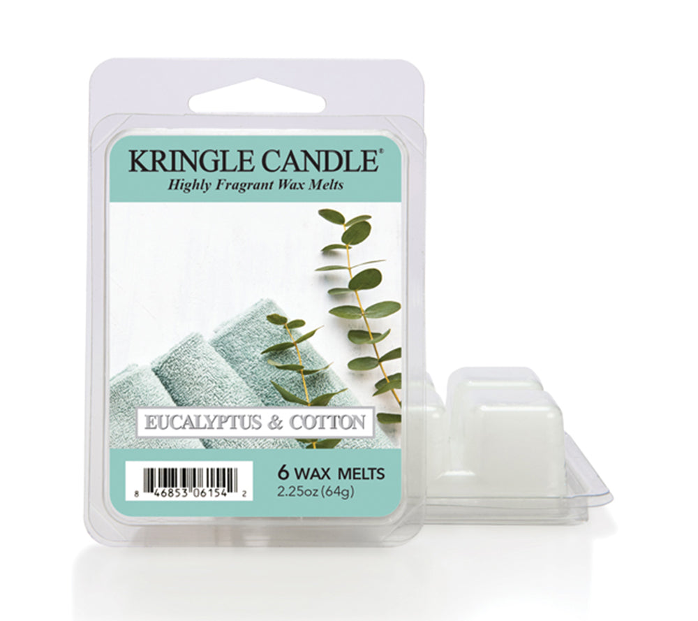 
                  
                    Eucalyptus Cotton Wax Melts von Kringle Candle online kaufen – Eukalyptus & Baumwolle Duft, 6er Pack
                  
                