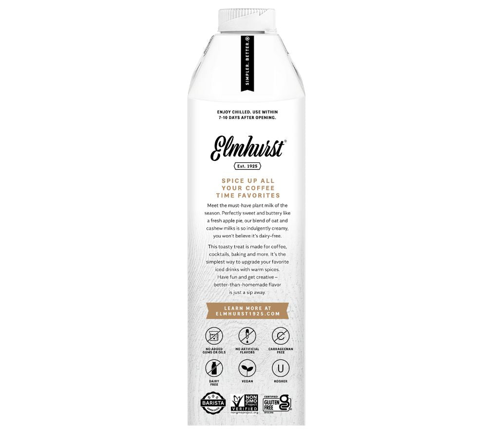 Hafer-Cashew-Milch mit feinem Apple Pie Gewürz ☆ 100 % pflanzlich, vegan und laktosefrei ☆ Non-GMO, glutenfrei & OU-koscher zertifiziert ☆ Jetzt bestellen!