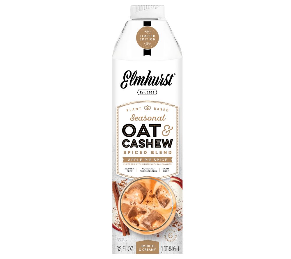 Apple Pie Spice Oat Cashew Milk von Elmhurst - Hafer Cashew Drink mit Apple Pie Gewürz (946ml)