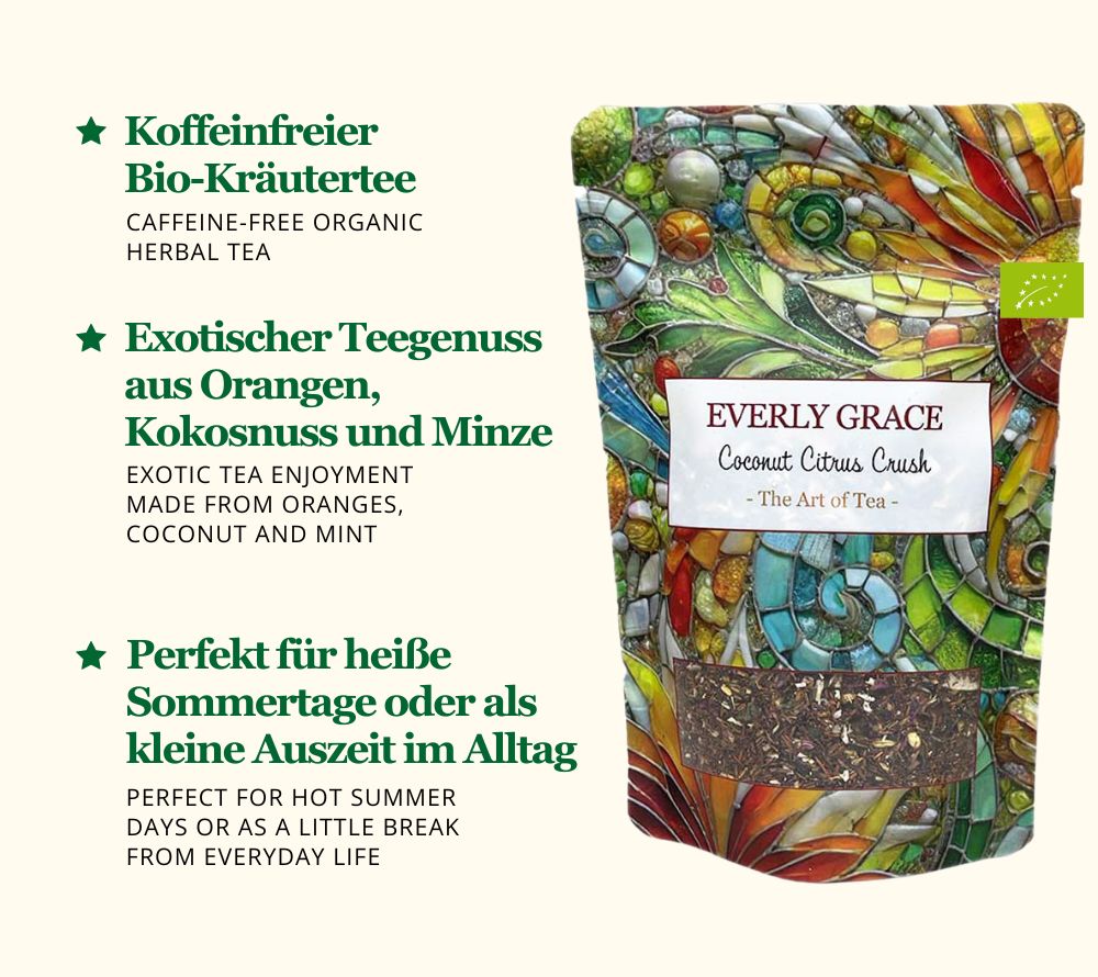 
                  
                    Everly Grace Coconut Citrus Crush – Bio-Kräutertee mit Orange & Kokos für entspannte Genussmomente
                  
                