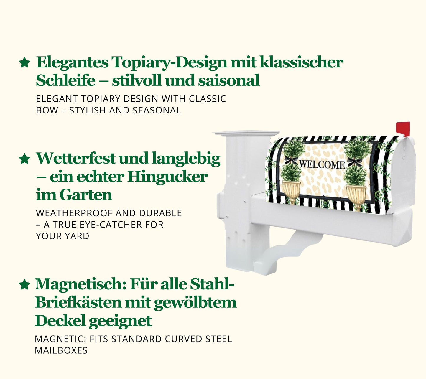 Topiary Mailbox Cover online bestellen – Wetterfest, magnetisch, stilvoller US-Mailbox-Gruß