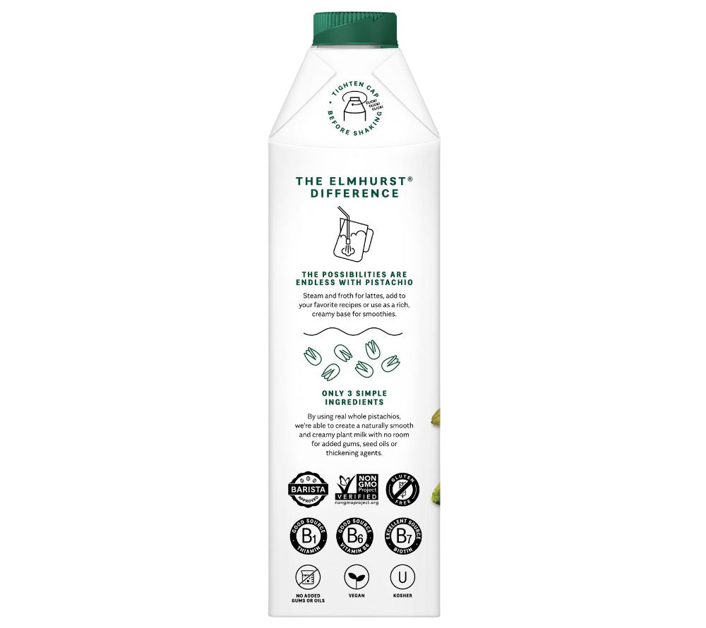 
                  
                    Nicht gesüßte Pistazienmilch von Elmhurst ☆  Aus ganzen Pistazien ☆ Nur 3 Zutaten, 0 Zusätze ☆ 3 g pflanzliches Protein pro Portion ☆ Jetzt bestellen! 
                  
                