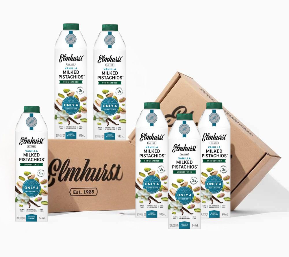 Vanilla Pistachio Unsweetened Milk 6er-Pack von Elmhurst | American Heritage