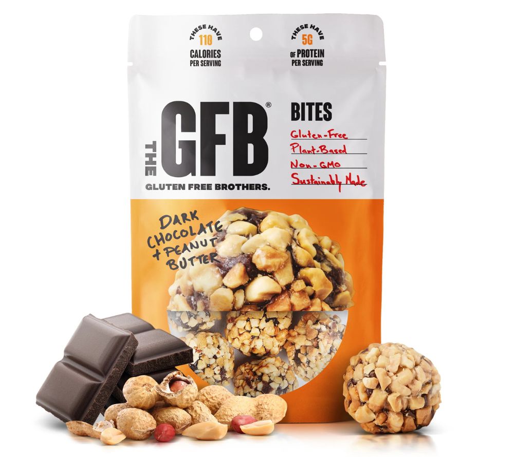Dark Chocolate Peanut Butter Bites von The Gluten Free Brothers bei American Heritage – vegan, glutenfrei & proteinreich. Ein gesunder Snackgenuss.