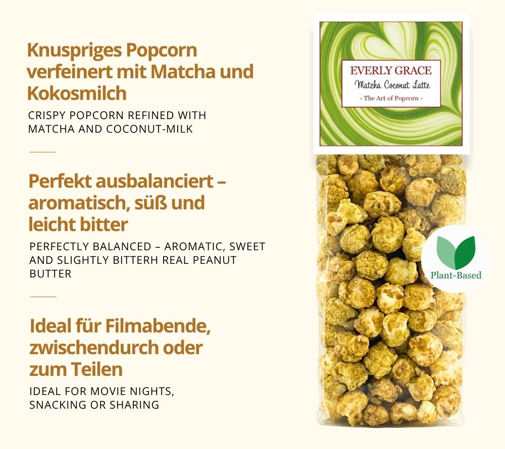 Knuspriges Popcorn mit Matcha & Kokosnote von Everly Grace