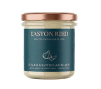 Easton Reed Black & Roasted Garlic Aioli – cremige Sauce mit schwarzem & geröstetem Knoblauch & Zitrone. Perfekt zu Burgern, Pommes, BBQ & Grillgerichten.