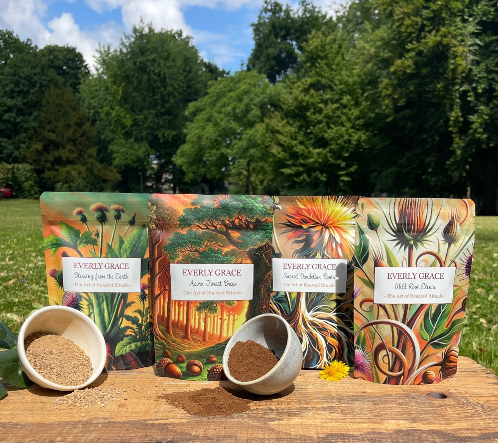 
                  
                    Everly Grace Sacred Dandelion Roots – Naturkaffee aus Löwenzahnwurzel, koffeinfrei genießen
                  
                