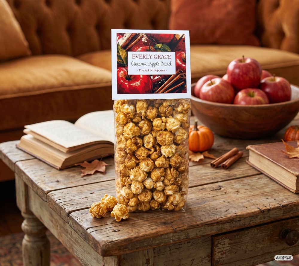 Cinnamon Apple Crunch in der 100g Tüte von Everly Grace mit herbstlicher Atmosphäre