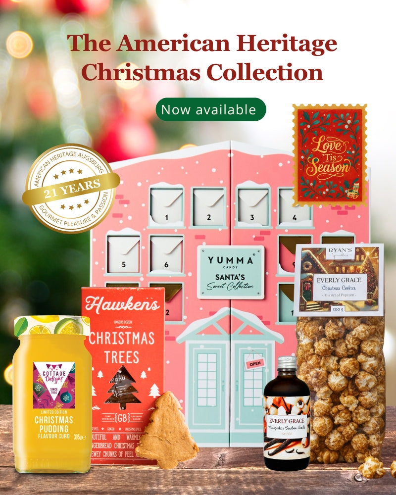 American Heritage Augsburg Christmas collection with sauces, sweets, and gift ideas.