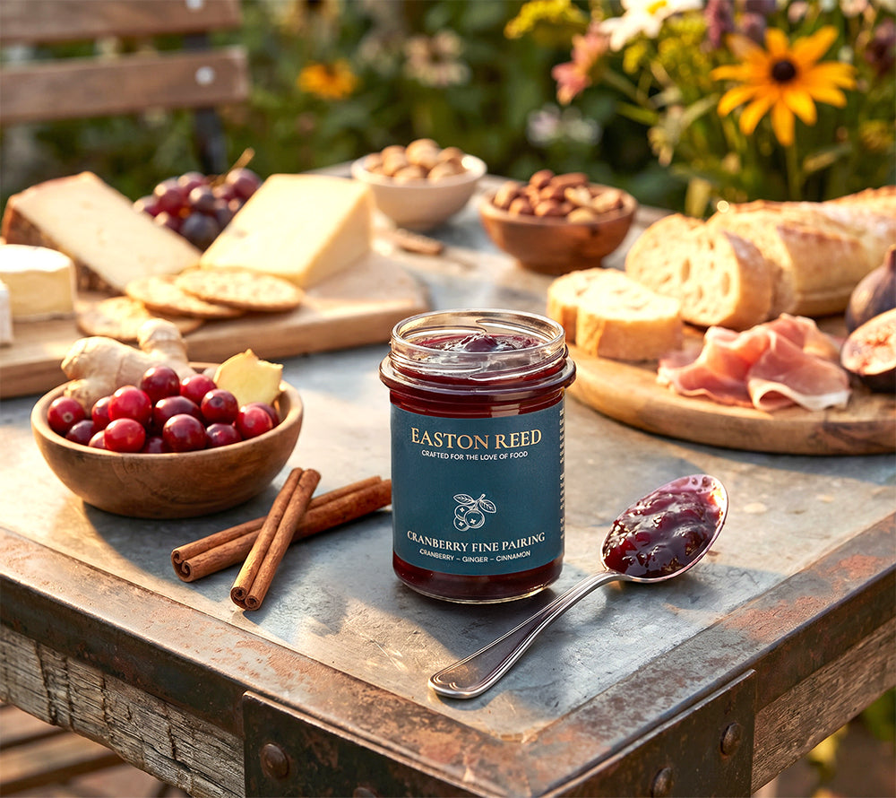 Cranberry Fine Pairing Cranberry Chutney mit Ingwer und Zimt serviert zu Käse, Fleisch und winterlichen Vorspeisen.