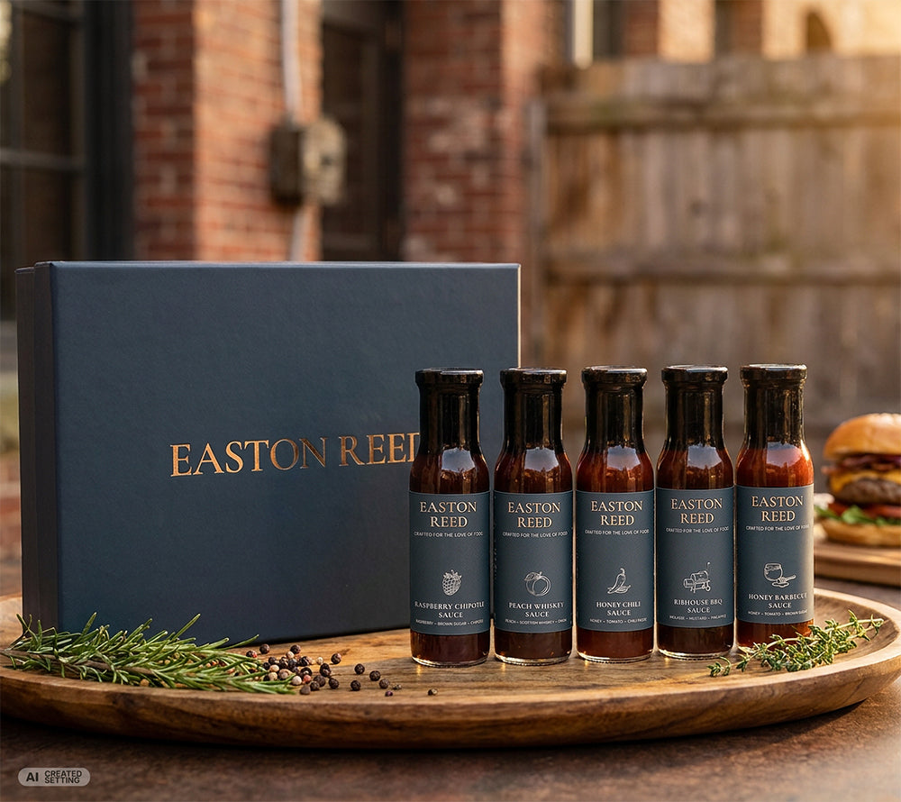 BBQ-Saucen Geschenkbox mit 5 verschiedenen Saucen von Easton Reed