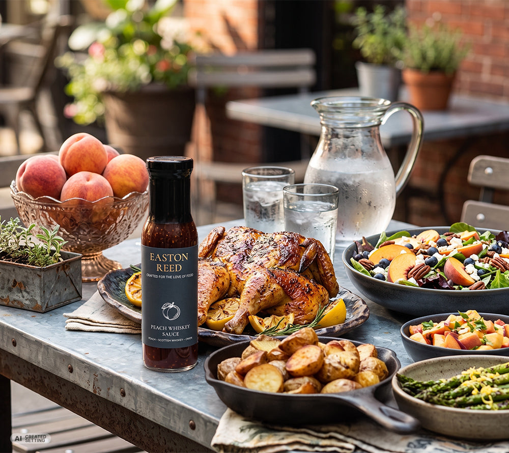 Rauchige BBQ-Sauce mit Pfirsich und Whiskey - Peach Whiskey Sauce von Easton Reed