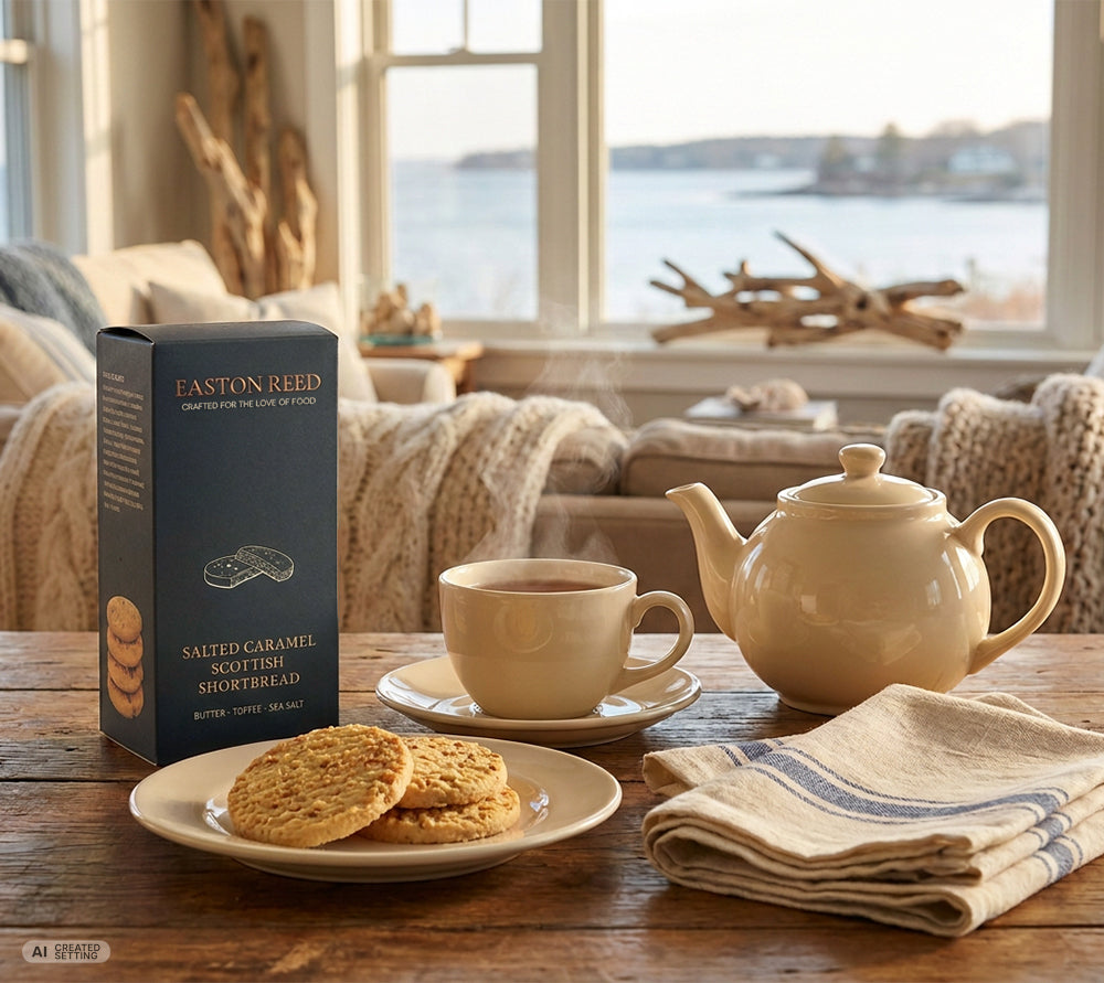 Easton Reed Salted Caramel Scottish Shortbread – traditionell in Schottland und in kleinen Chargen gebacken. Mit Butter, Salted Caramel und feiner Meersalznote.