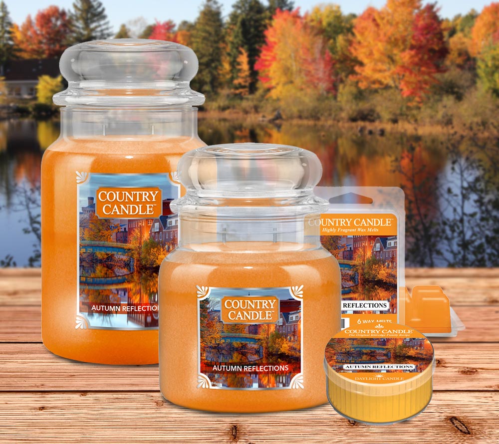 Autumn Reflections Duftkerze von Country Candle kaufen – Süß-würziger Herbstduft mit Kürbis, Zimt & Nelke
