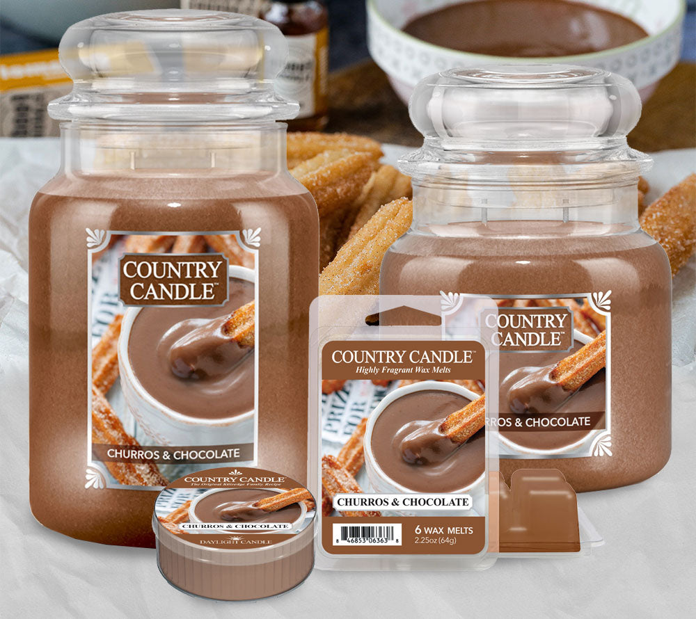 Churros & Chocolate Duftkerze von Country Candle kaufen – Zimt- und Schokoladenduft mit Vanille & Honig