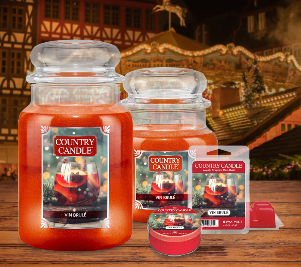Vin Brulé von Country Candle ☆ aromatischer Weihnachtszauber ☆ mit fruchtigen Noten, Pfefferminz und Moschus ☆ Jetzt bestellen!