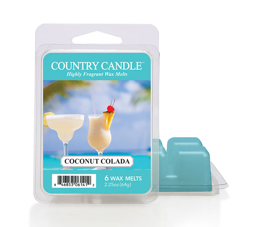 Country Candle Coconut Colada Wax Melts – Pfirsich, Vanille, Tonkabohne & frische Noten für Urlaubsfeeling, 6er Pack