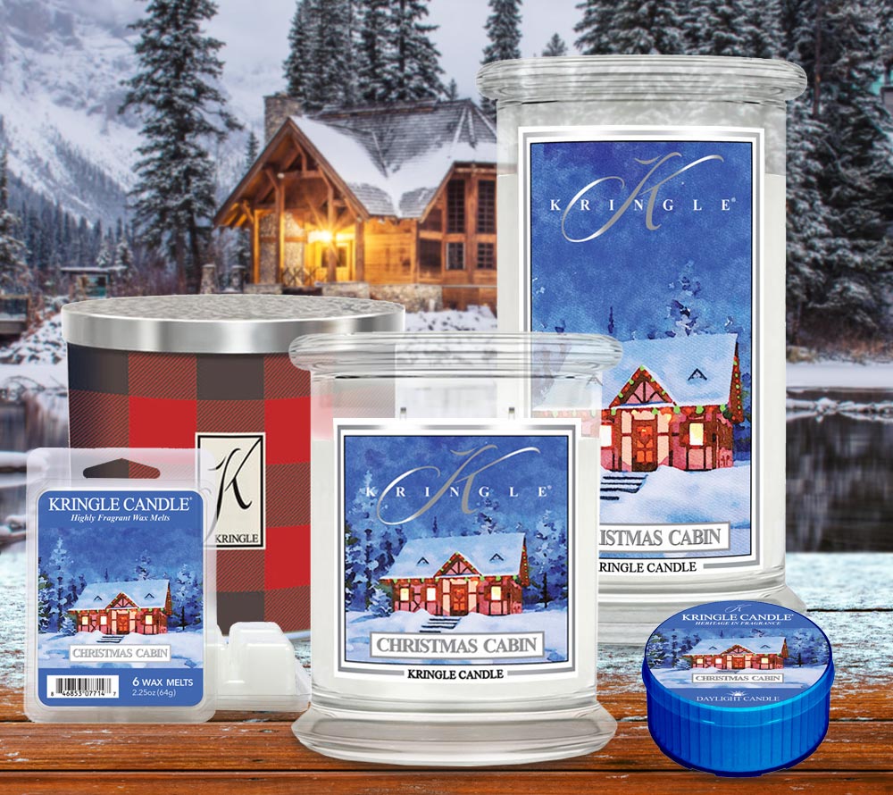 Christmas Cabin Duftkerze von Kringle Candle kaufen – würziger Weihnachtsduft mit Zimt, Nelken & Kiefer