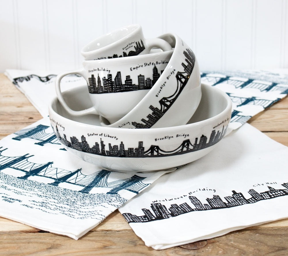 Müslischale New Yorker Skyline kaufen – stabile Bowl für Müsli, Curry & Salate, Geschenk für NY-Fans