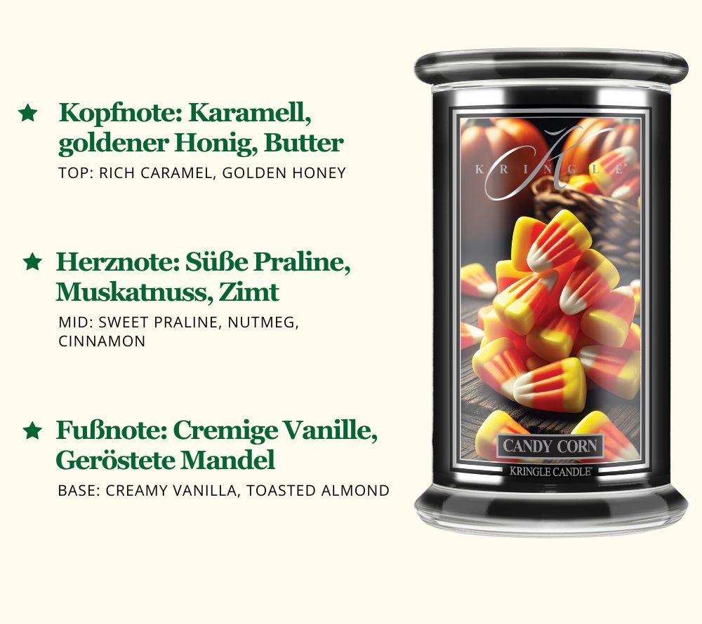 Candy Corn als großes Kerzenglas - Limited Edition (22 oz-Glas, 2-Docht) aus der Halloween Limited Edition von Kringle Candle