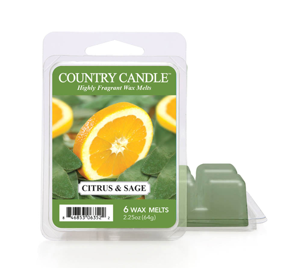 Kringle Candle Citrus & Sage Wax Melts – Zitrus, Salbei, Sandelholz & Tonka für Wintertage, 6er Pack