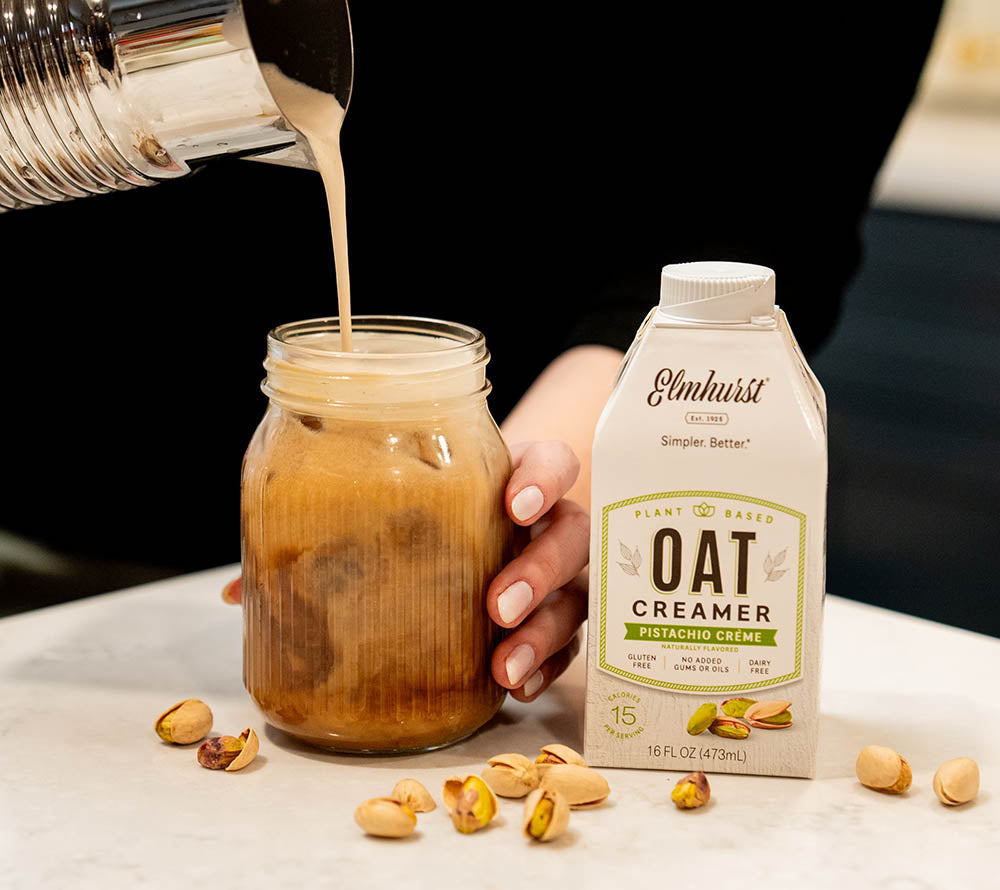 
                  
                    Hafer-Creamer mit Pistaziengeschmack, vegan & vielseitig für Kaffee oder Tee
                  
                